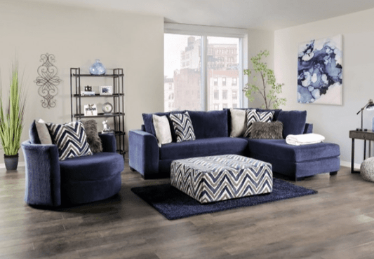 Griswold Plush Blue Sectional by Furniture of America