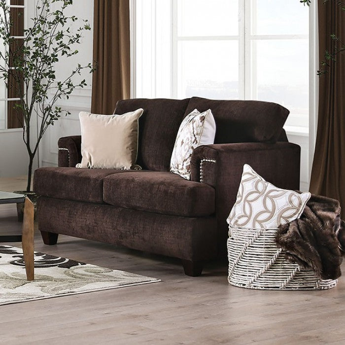 Brynlee Transitional Sofa & Loveseat in Chocolate