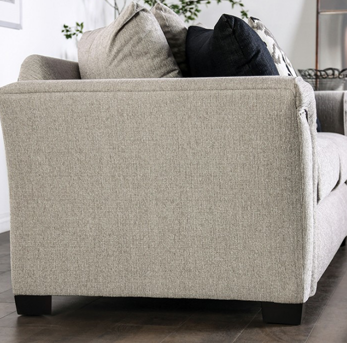 Belsize Transitional Light Taupe Linen Sofa - Furniture of America