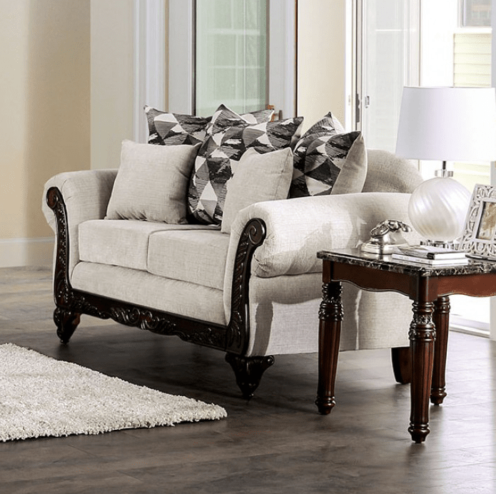 Cassani Traditional Rolled Arm Loveseat