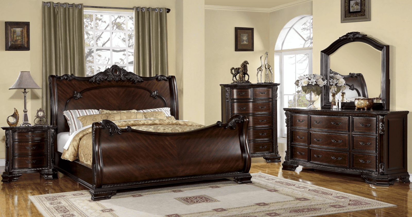Bellefonte Collection Brown Cherry Finish King Sleigh Bed