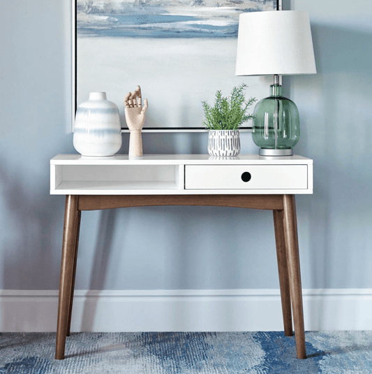 Bradenton 1-Drawer Writing Desk White And Walnut