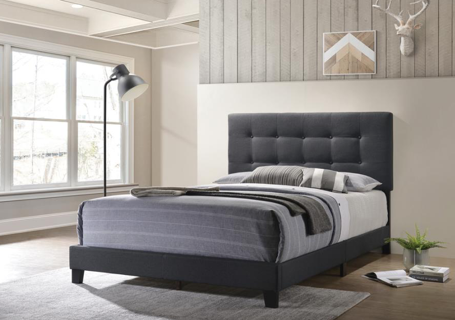 Cora Charcoal Gray Tufted Queen Bed