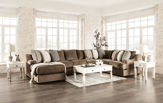Farringdon U-Shape Sectional in Brown Chenille