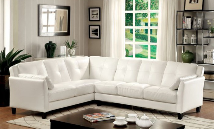 Peever Sectional in White Leatherette