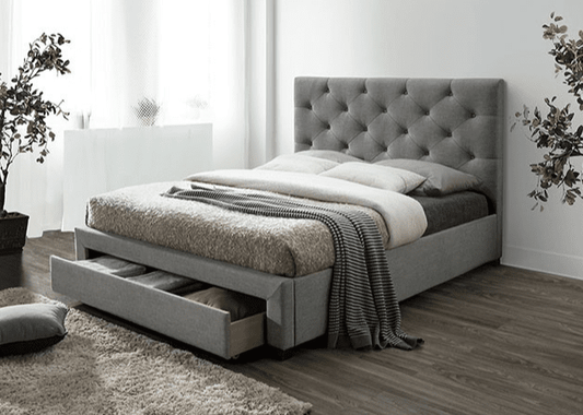 Sybella Upholstered Storage Bed in Light Gray