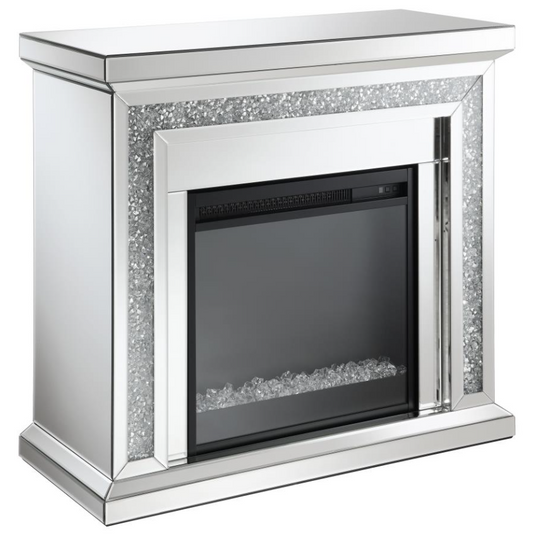 Rectangular Freestanding Mirrored Fireplace