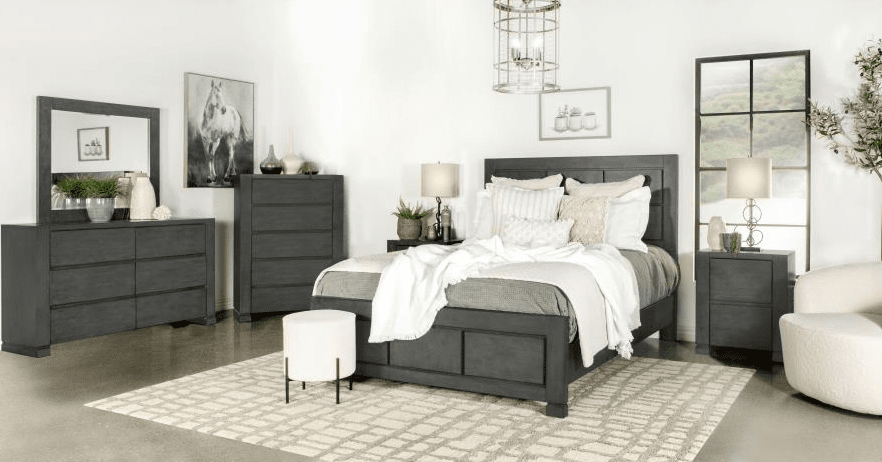 Lorenzo Rectangular Queen Panel Bed Dark Grey