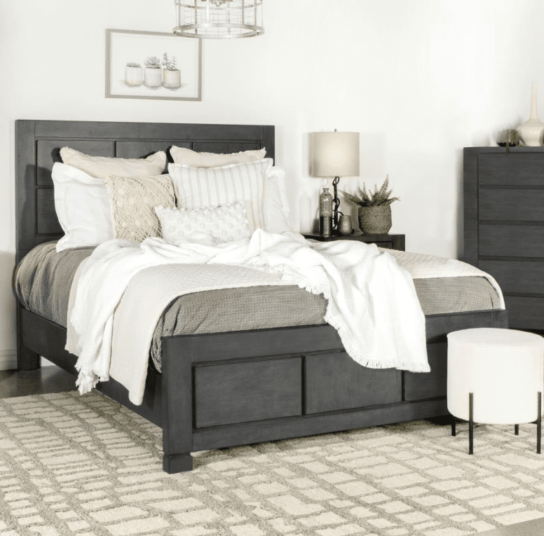 Lorenzo Rectangular Queen Panel Bed Dark Grey