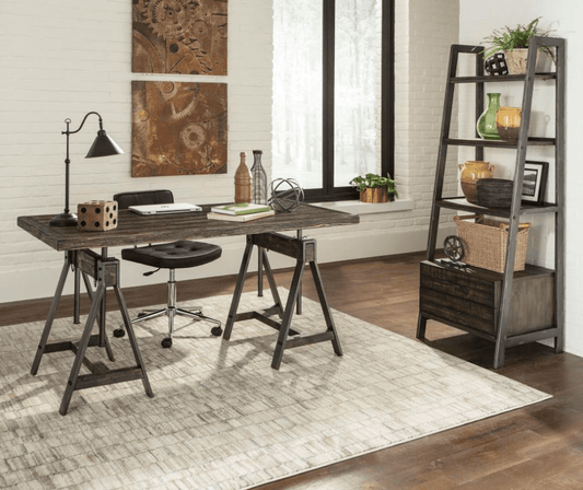 Delmar Adjustable Height Desk in Wire-Brushed Cognac