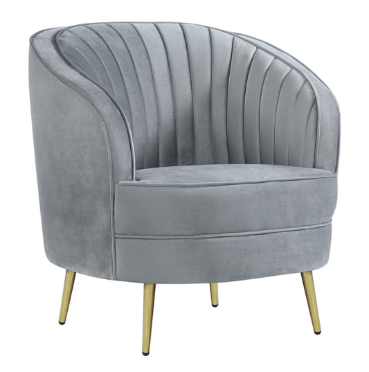 Sophia Modern Glam Chair in Gray Velvet