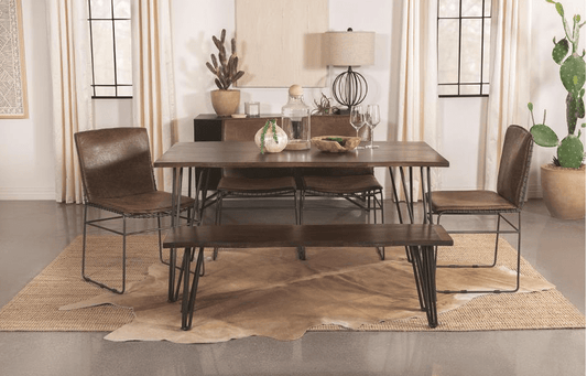 Topeka 6-piece Dining Set Mango Cocoa and Gunmetal