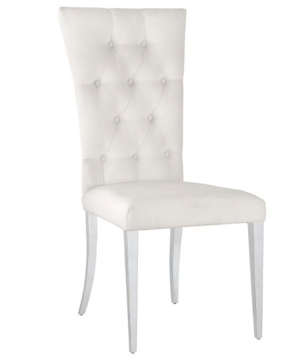 Kerwin Tufted Upholstered Side Chair Set Of 2 White And Chrome