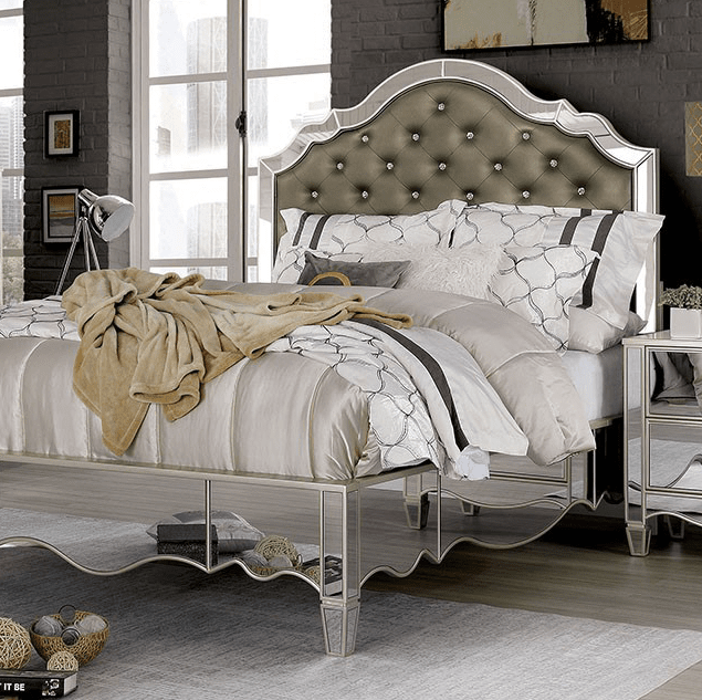 Eliora Glam Style Mirrored King Bed