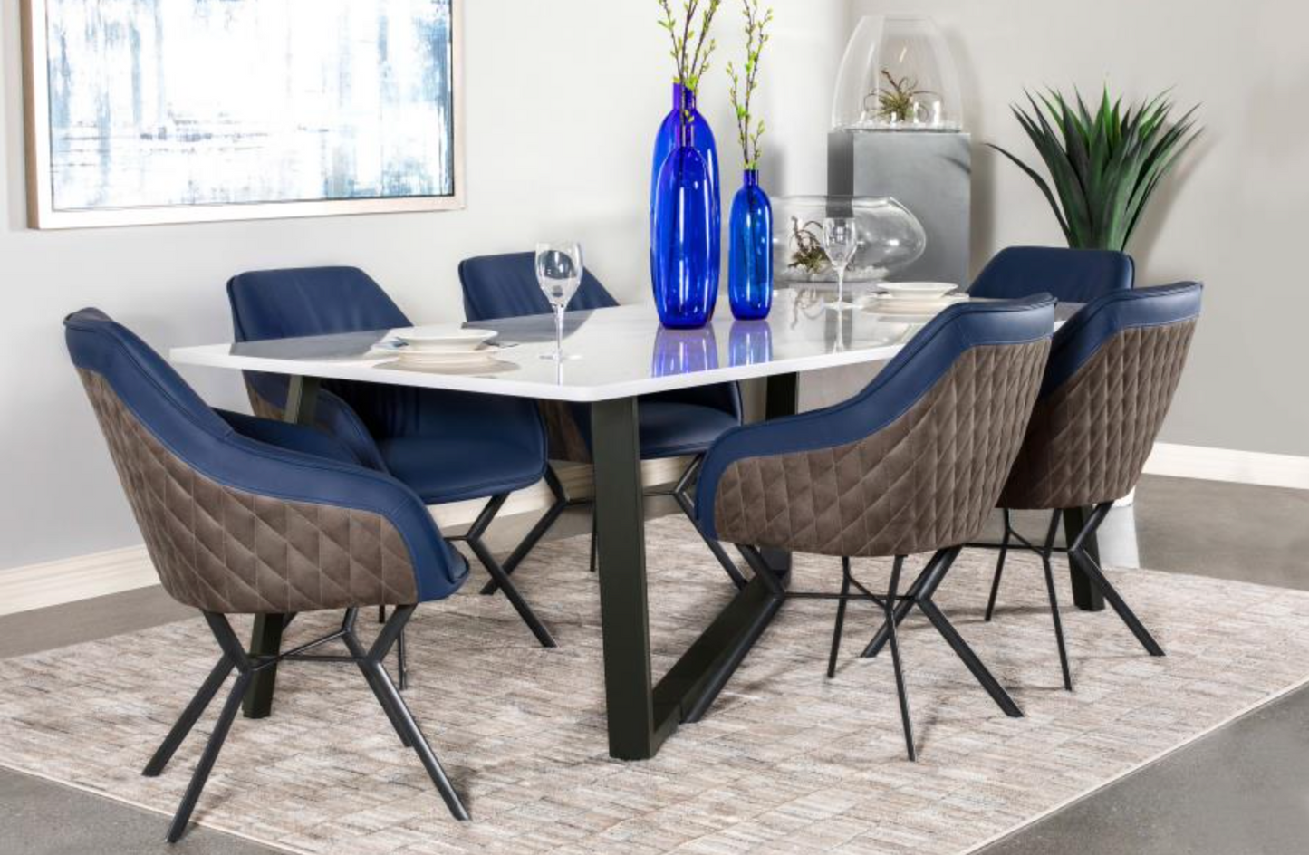 Mayer 5PC Faux Marble Dining Set