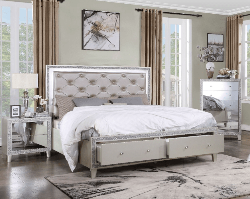 Sliverfluff Glam Storage Bed with Padded Headboard