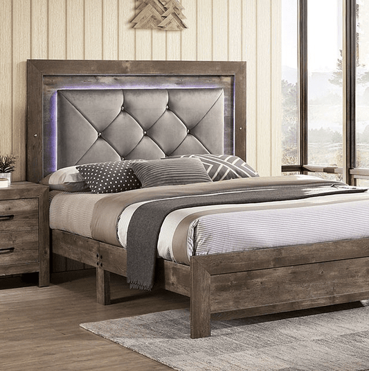 Larissa Rustic Glam Collection with LED Lighted Headboard