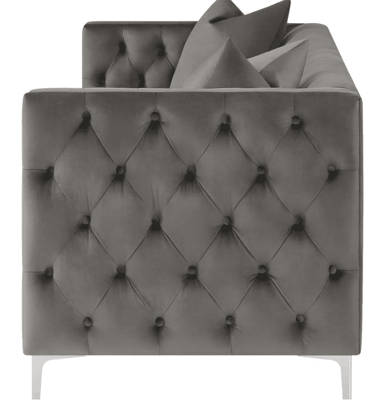 Patelo Button Tufted Velvet Sofa Collection in Urban Bronze Finish