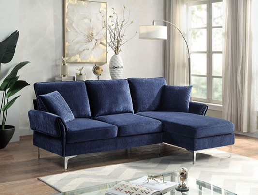 Cirebon Contemporary Sectional in Navy Blue Chenille