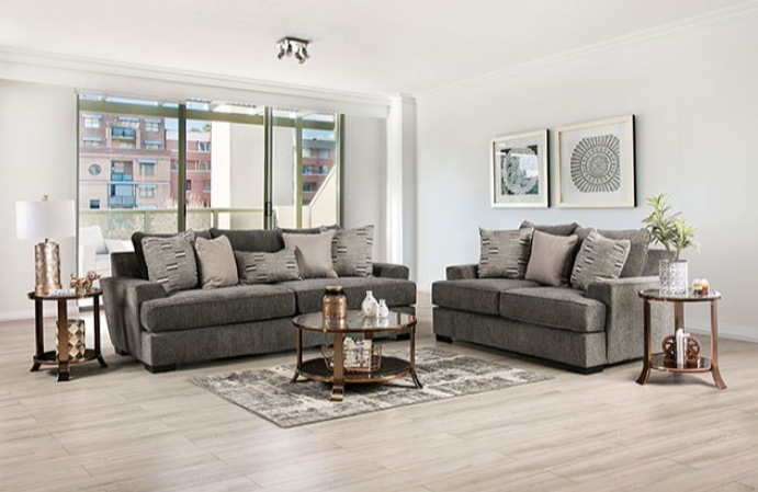Holborn Transitional Gray Chenille Sofa - Furniture of America