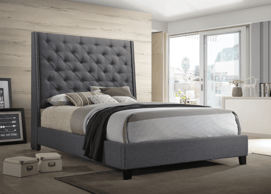 CM5265 Chantilly Tufted Upholstered Bed in Gray Linen