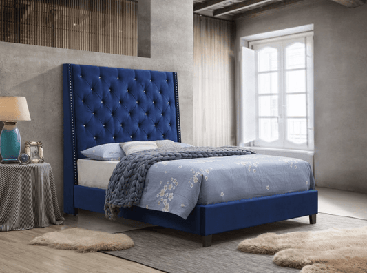 CM5265 Chantilly Tufted Upholstered Bed in Blue Linen