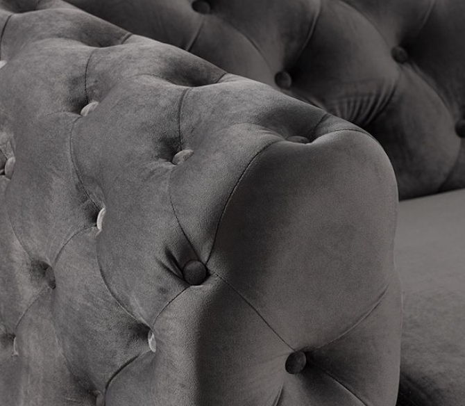 Sapphire Tufted Sofa in Dark Gray - Furniture of America