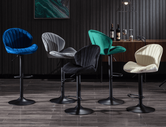 WeeHaa Modern Adjustable Height Velvet Bar Stools Set of 2