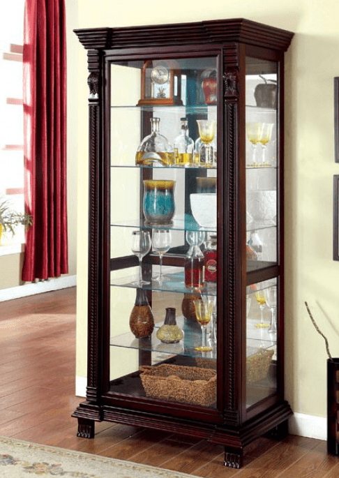 Tulare Dark Cherry Curio Cabinet - Furniture of America