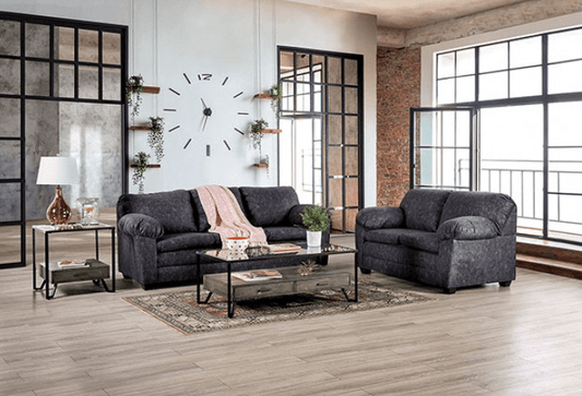 Keswick Contemporary Charcoal Pillow Arm Sofa - Furniture of America