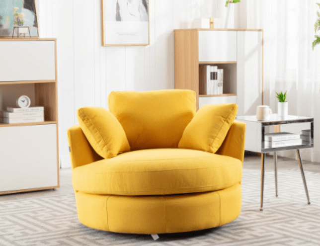 Modern Akili Swivel Accent Chair in Soft Linen Upholstery - 6 Colors