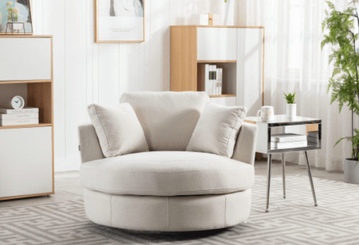 Modern Akili Swivel Accent Chair in Soft Linen Upholstery - 6 Colors