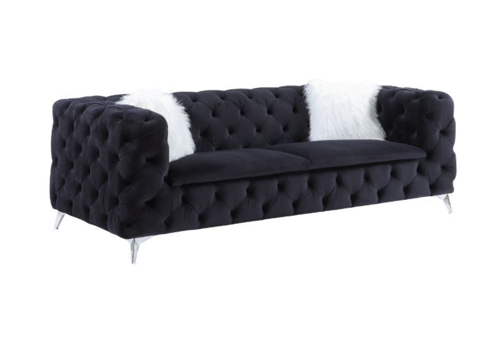 Phifina Contemporary Black Velvet Tufted Sofa & Loveseat Set