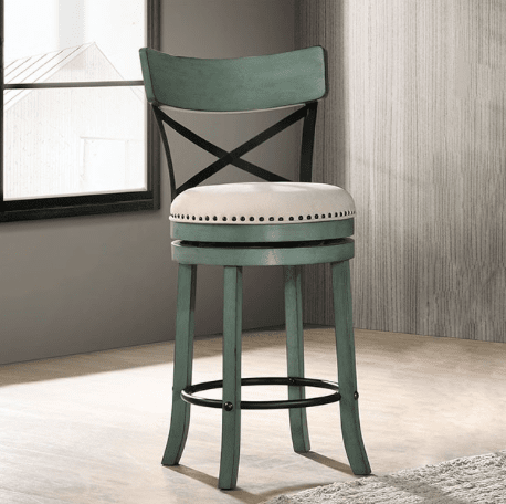Clarence Transitional Swivel Bar Stool in Antique Green