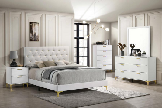 Kendall Tufted Upholstered Panel Queen Bed White