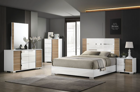 Erlangen Modern King Bedroom Collection - White & Natural