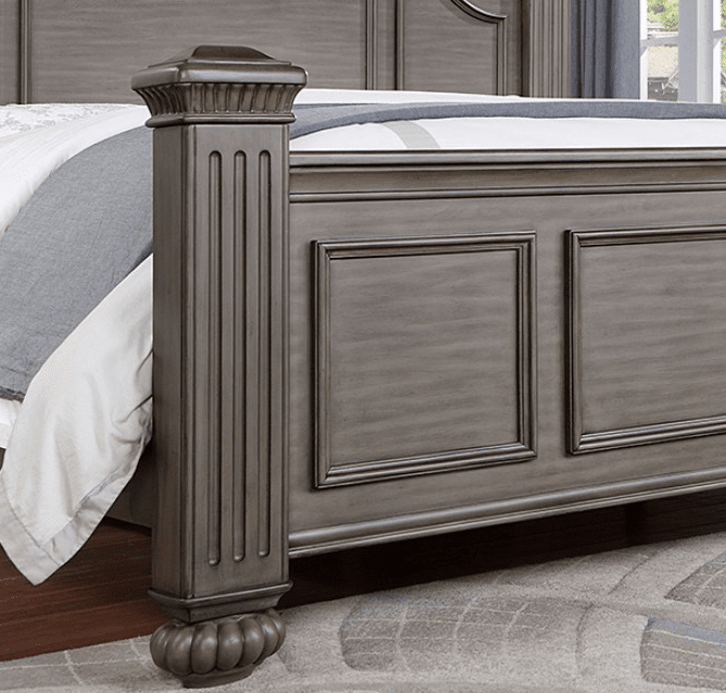Syracuse Traditional Gray Finish King Poster Bed