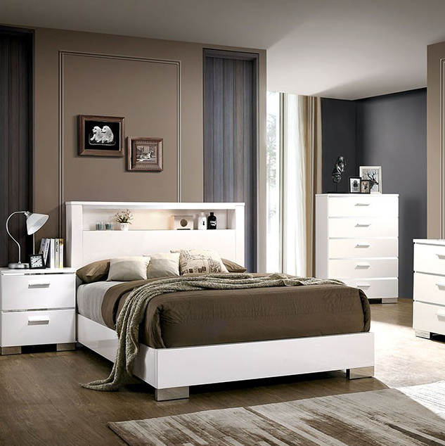 Carlie White High Gloss Bedroom Collection - King