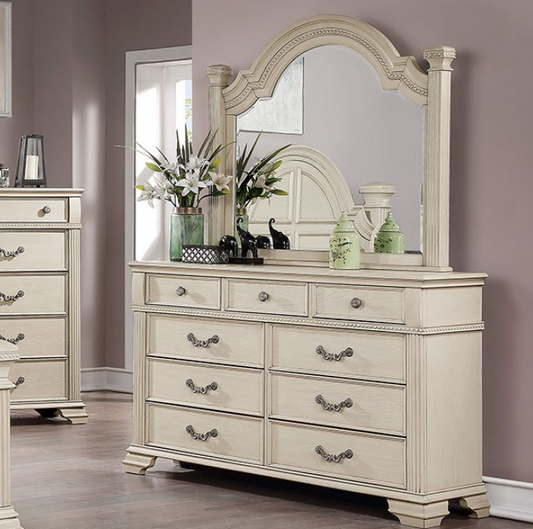 Pamphilos Traditional Bedroom Set in Antique White - Queen