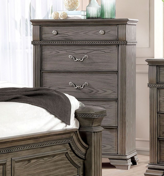 Pamphilos Traditional 5-Drawer Chest in Gray