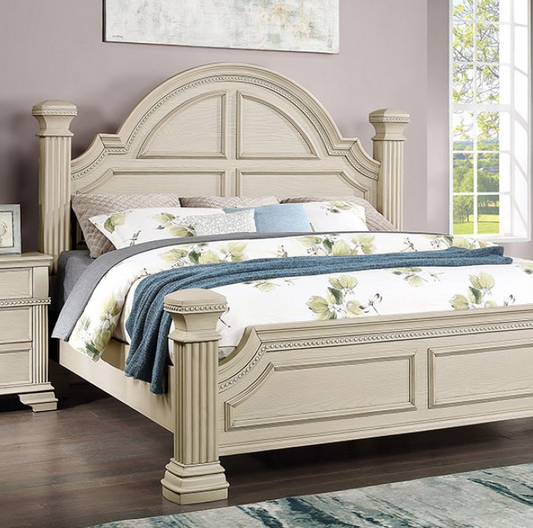 Pamphilos Traditional Arched Poster Bed in Antique White - King