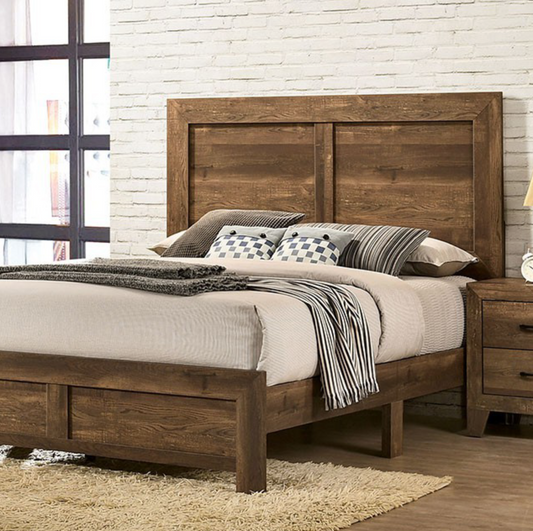 Wentworth Rustic Queen Panel Bed in Light Walnut