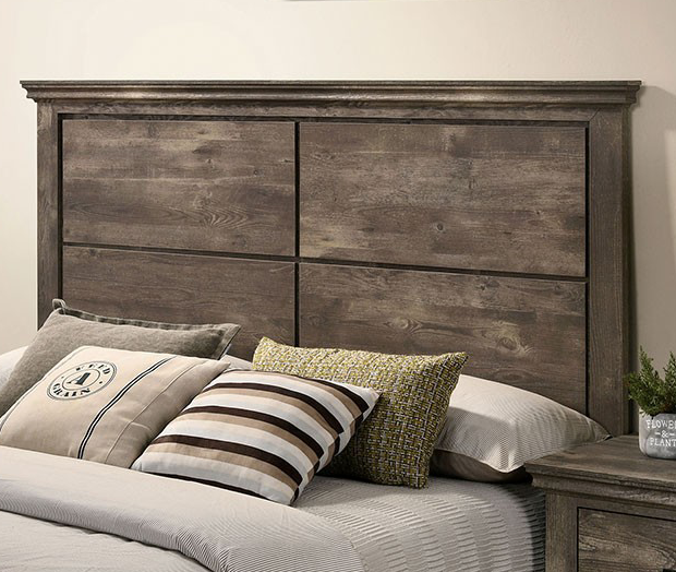 Fortworth Rustic Transitional King Panel Bed in Gray Finish