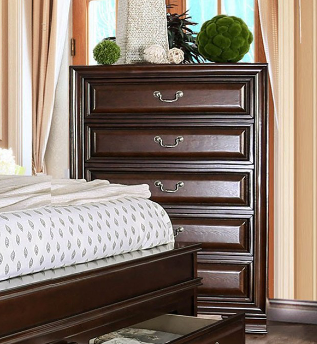 Brandt Traditional Bedroom Set in Brown Cherry - Queen