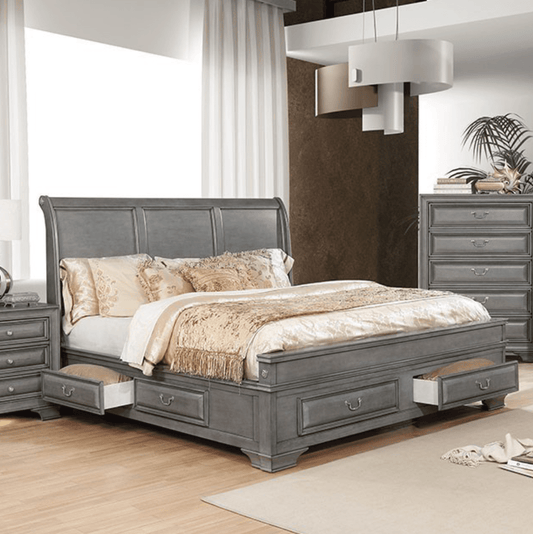 Brandt Traditional Storage Bed in Gray - Queen