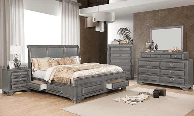 Brandt Traditional Storage Bed in Gray - Queen