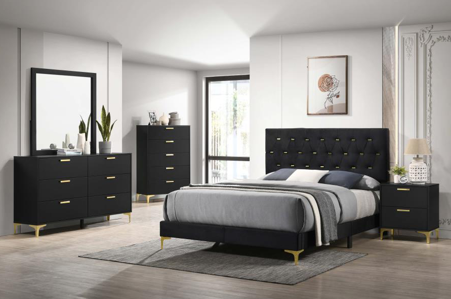 Kendall 5-Piece Queen Bedroom Set - Black & Gold
