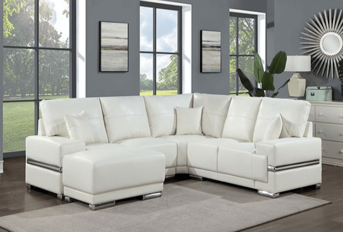 Althea Contemporary Modular Sectional in White with Chrome