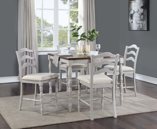 Bettina 5PC Counter Height Dining Set - Antique White & Weathered Oak