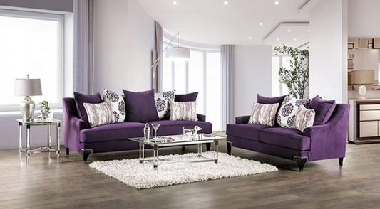 Sisseton Transitional Purple Small Weave Chenille Sofa & Loveseat Set